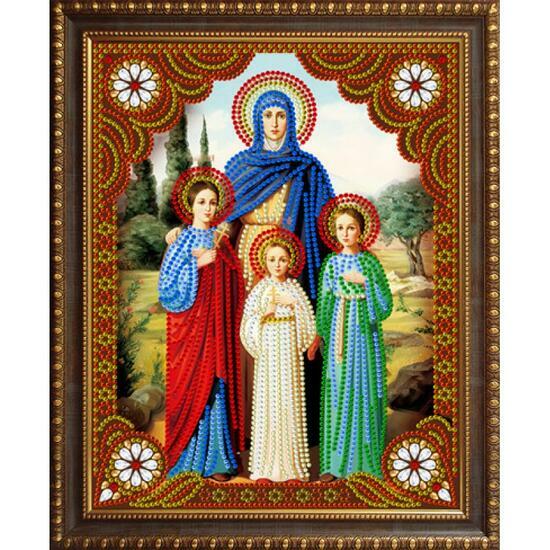 Алмазная мозаика частичная 27x33 Христианские добродетели Вера, Надежда, Любовь и София
