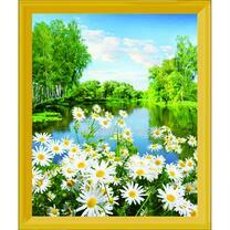 Милые ромашки на фоне летней реки