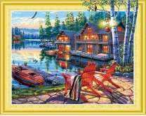 Вечерний отдых у домика на берегу озера