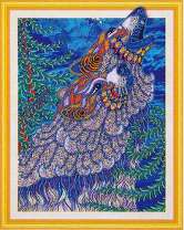 Воющий волк в ночном лесу