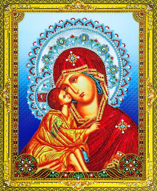 Алмазная мозаика 5D 40x50 Феодоровская Богородица русская искусница