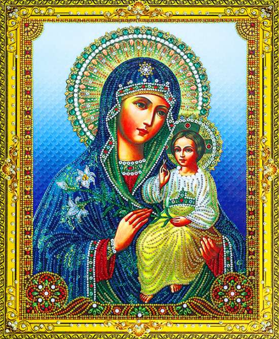 Алмазная мозаика 5D 40x50 Икона Богородицы для благополучия