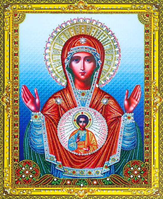 Алмазная мозаика 5D 40x50 Икона знамение Пресвятой Богородицы Корчемная