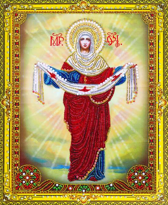 Алмазная мозаика 5D 40x50 Икона Покров Пресвятой Богородицы