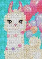 Белая лами и воздушные шарики