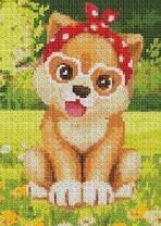 Щеночек в очках с сердечками