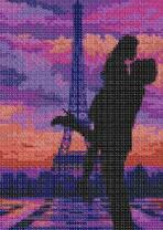 Силуэт влюбленных на фоне Эйфелевой башни