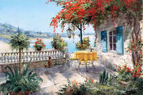 Терраса у дома с видом на берег моря