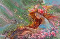 Рыжеволосая красотка с цветами