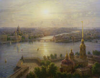 Вид на Петропавловскую крепость с высоты птичьего полета