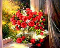 Большой букет садовых роз