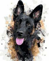 Довольный пёс породы немецкой овчарки