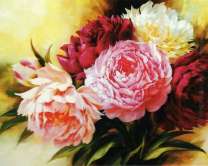 Букетик ярких пионов