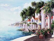 Курортный город в морском заливе