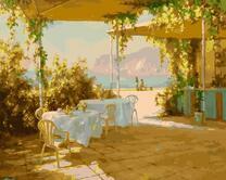 Кафе с видом на синее море