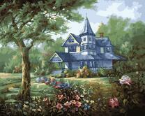 Дом среди цветов и деревьев