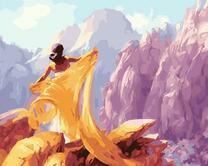 Девушка в горах с шалью