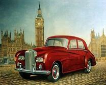 Старинный Ролс-Ройс на фон Биг Бена