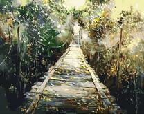 Подвесной мост среди леса