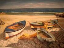 Лодки на песчаном пляже