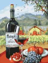 Летний натюрморт с вином и гранатом