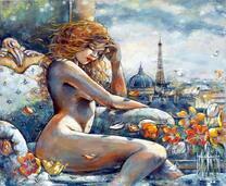 Обнаженная девушка в Париже