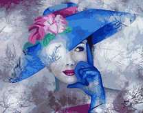 Девушка в голубой шляпке с цветами