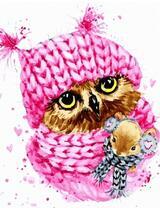 Сова и мышонок в зимних нарядах