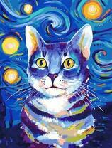 Котенок на фоне звездного неба