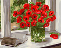 Маковый букет на подоконнике