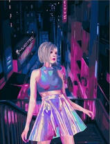 Молодая стильная девушка в ночном городе