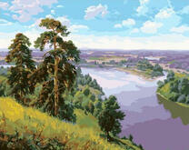 Вид с холма на широкую реку