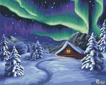 Загородный домик под северным сиянием