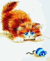 Рыжий котенок и заводная мышка