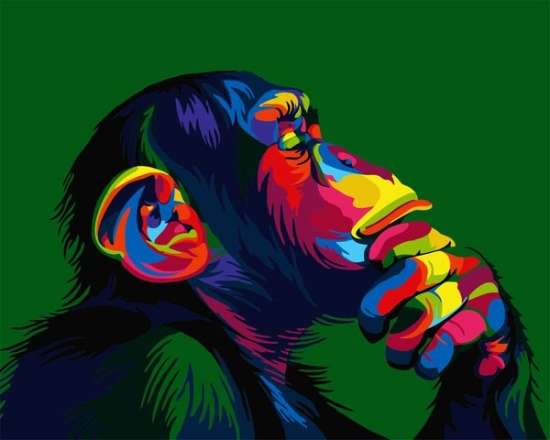 Картина по номерам 40x50 Задумчивая обезьяна в стиле поп-арт