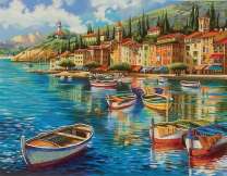 Лодочная пристать у курортного городка