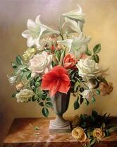 Букет в вазе из лилий и роз