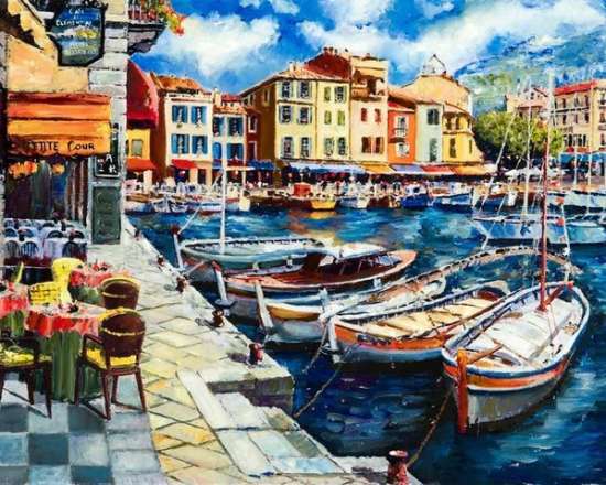 Картина по номерам 40x50 Тихая гавань курортного городка