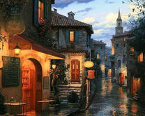 Вечерние огни в старом городе