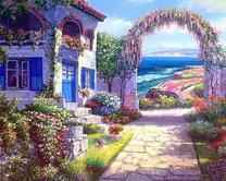 Арка из цветов и море