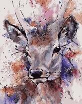 Олень в розово-фиолетовых тонах