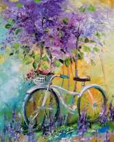 Велосипед под цветущей сиренью