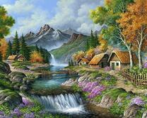 Деревушка на берегу горной реки