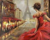 Нежная девушка в ночном Париже