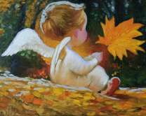 Ангел с осенней листвой