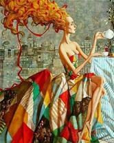 Рыжеволосая женщина с чаем