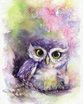 Красивый совёнок в ярком тумане