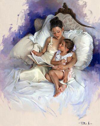 Купить картина по номерам Мама с дочкой читают книгу за 990 руб.