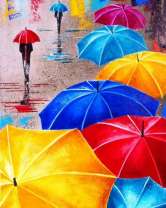 Цветные зонтики в дождливый день