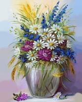 Букет из ромашек полевых цветов и колосков